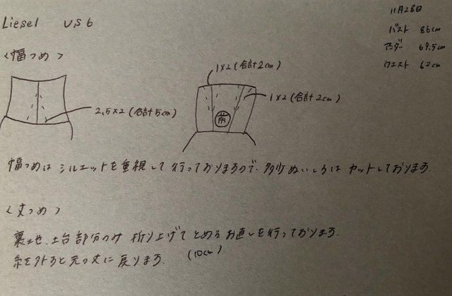 サイズ補正情報です。基本は現状サイズ又はサイズダウン予定の方にお勧めです。